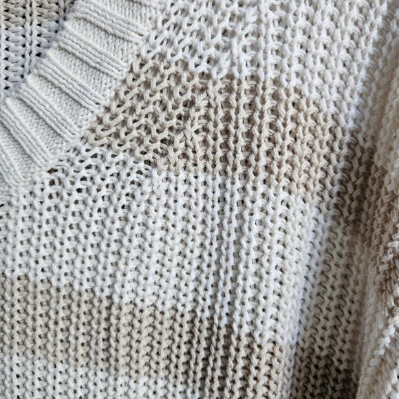 American Eagle AE Women's Cream & Tan Striped Long Sleeve Knit Sweater Size XL - Picture 5 of 13